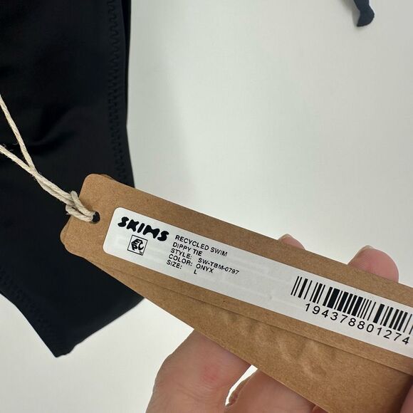 Skims swim bottoms large onyx black dippy tie bikini summer beach string nwt #h - Picture 7 of 11